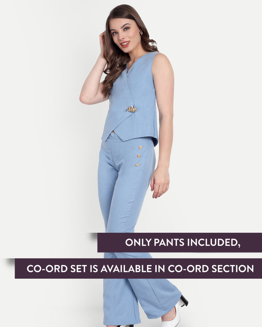 Light denim pants with gold buttons ESWPA0002-DNMGB