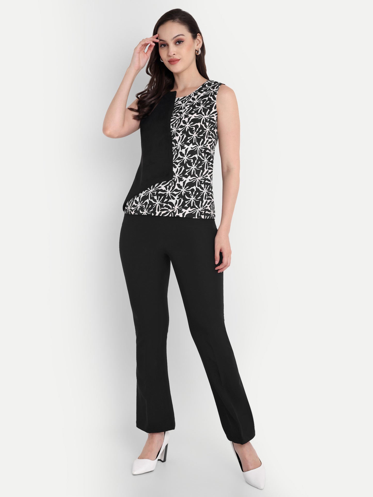 Black and printed black flap top EWTP0007-BLKGA