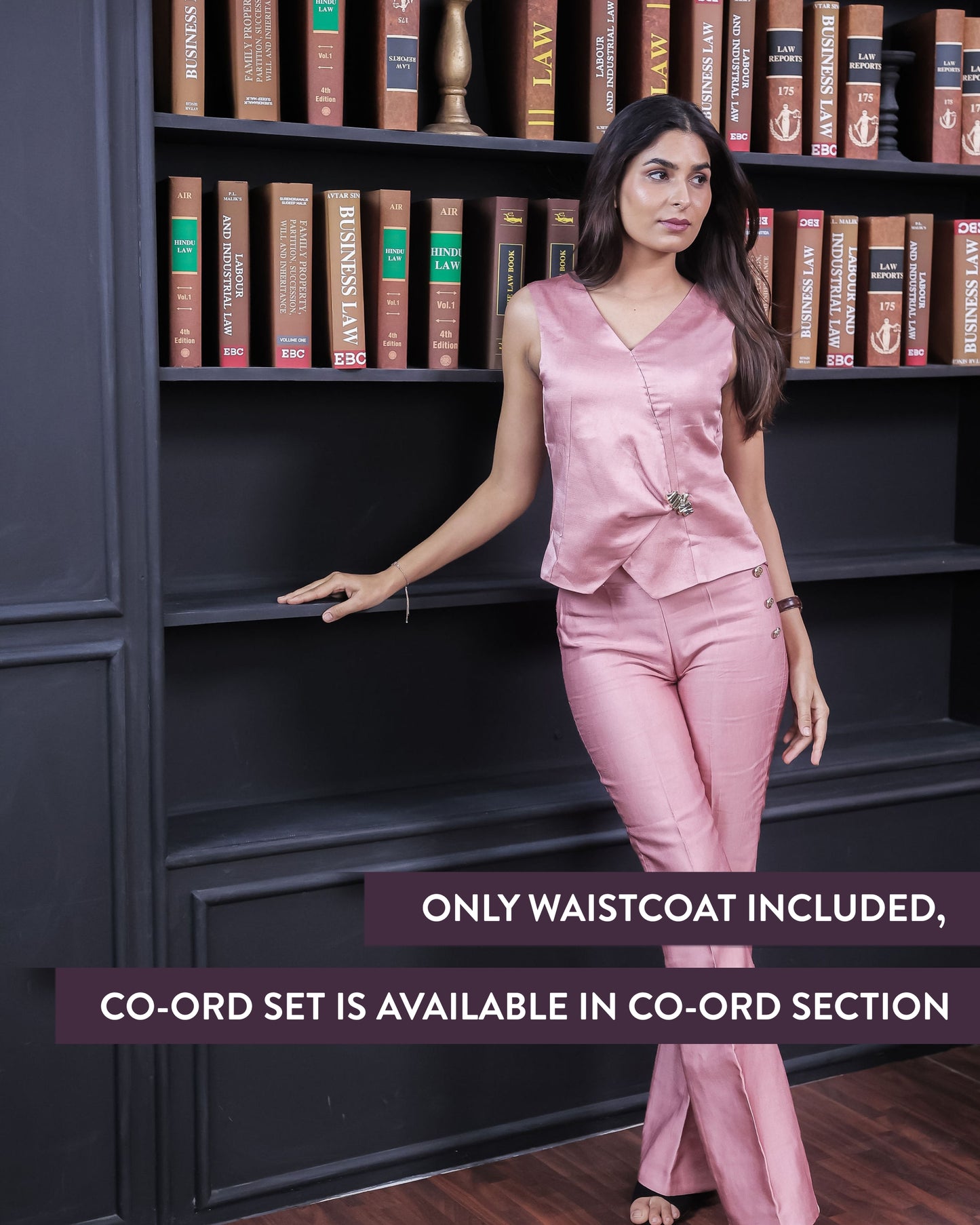 Peach linen waistcoat with gold applique EWTP0068-PEAGA