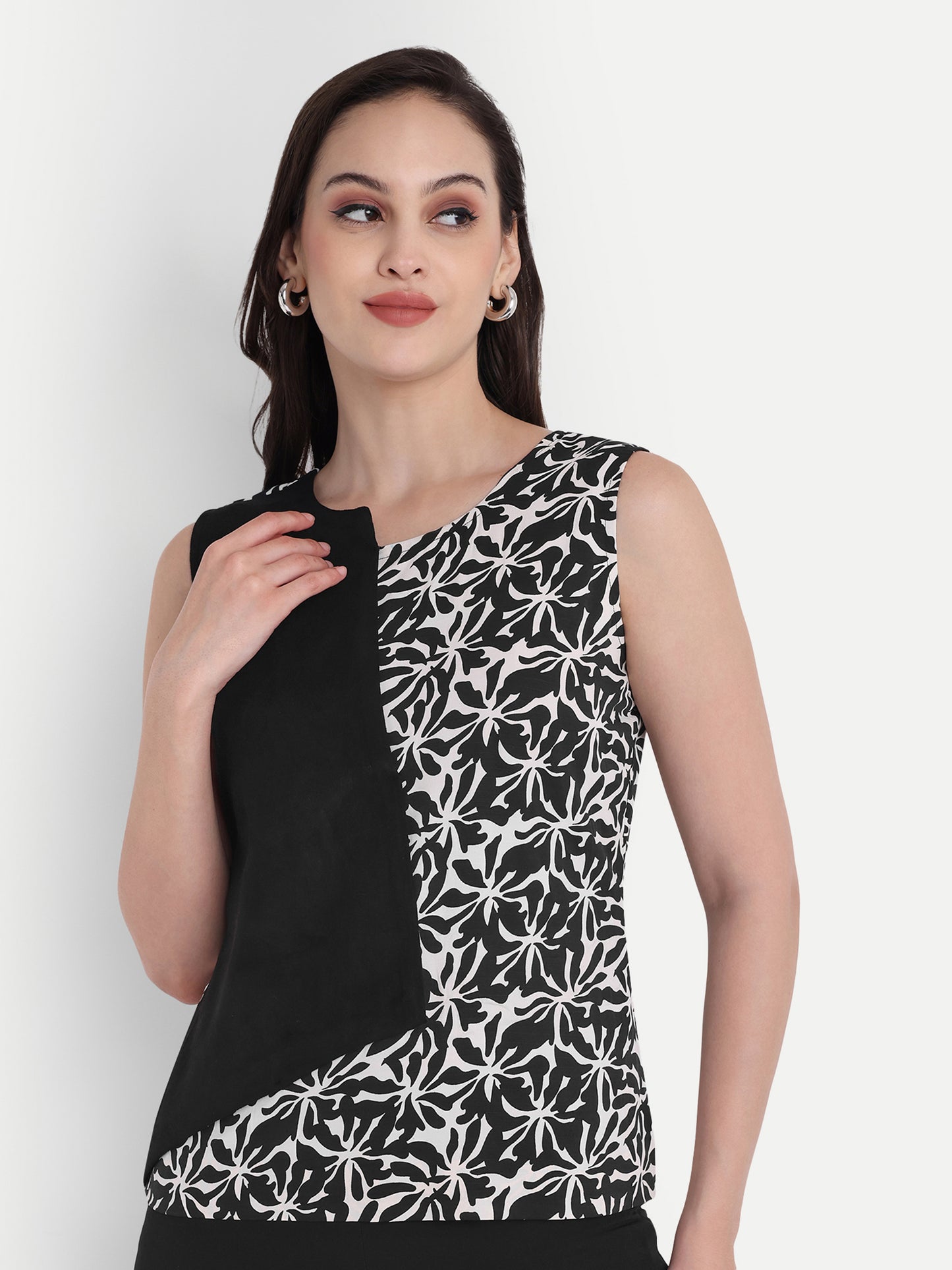 Black and printed black flap top EWTP0007-BLKGA
