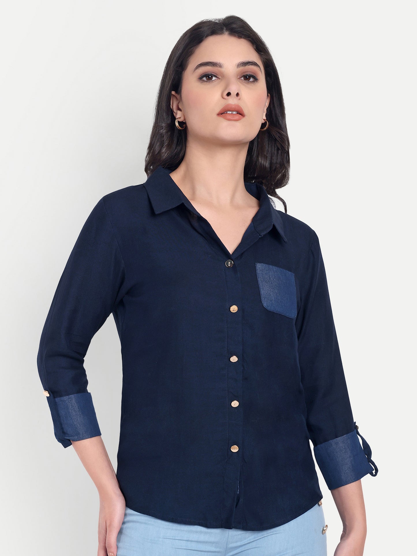 Dark blue denim shirt ESWSH0009-BLUDN