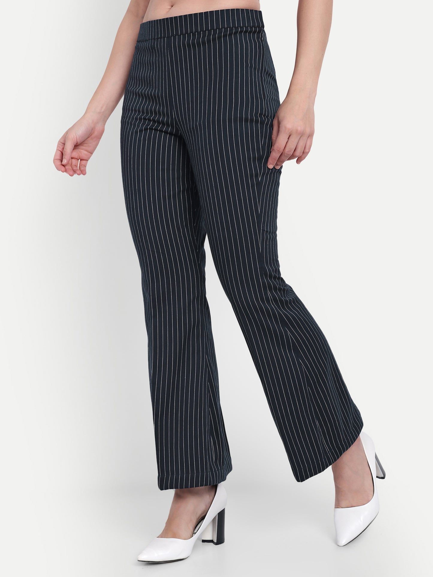 Blue stripe straight fit pants ESWPA0005-BLUNG