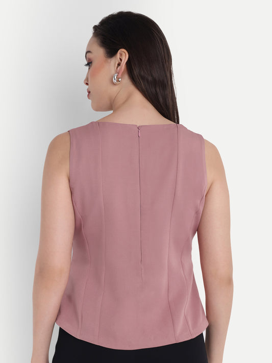 Peach top box neck with black strip top in the centre EWTP0021-PNKBL