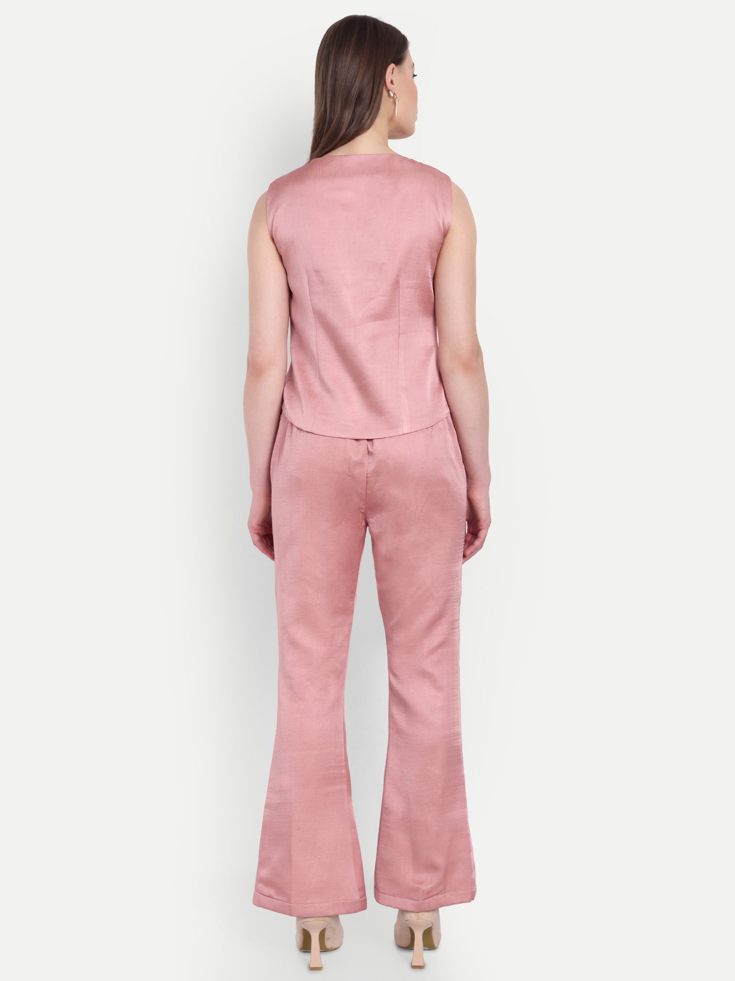 Peach linen waistcoat with gold applique EWTP0068-PEAGA