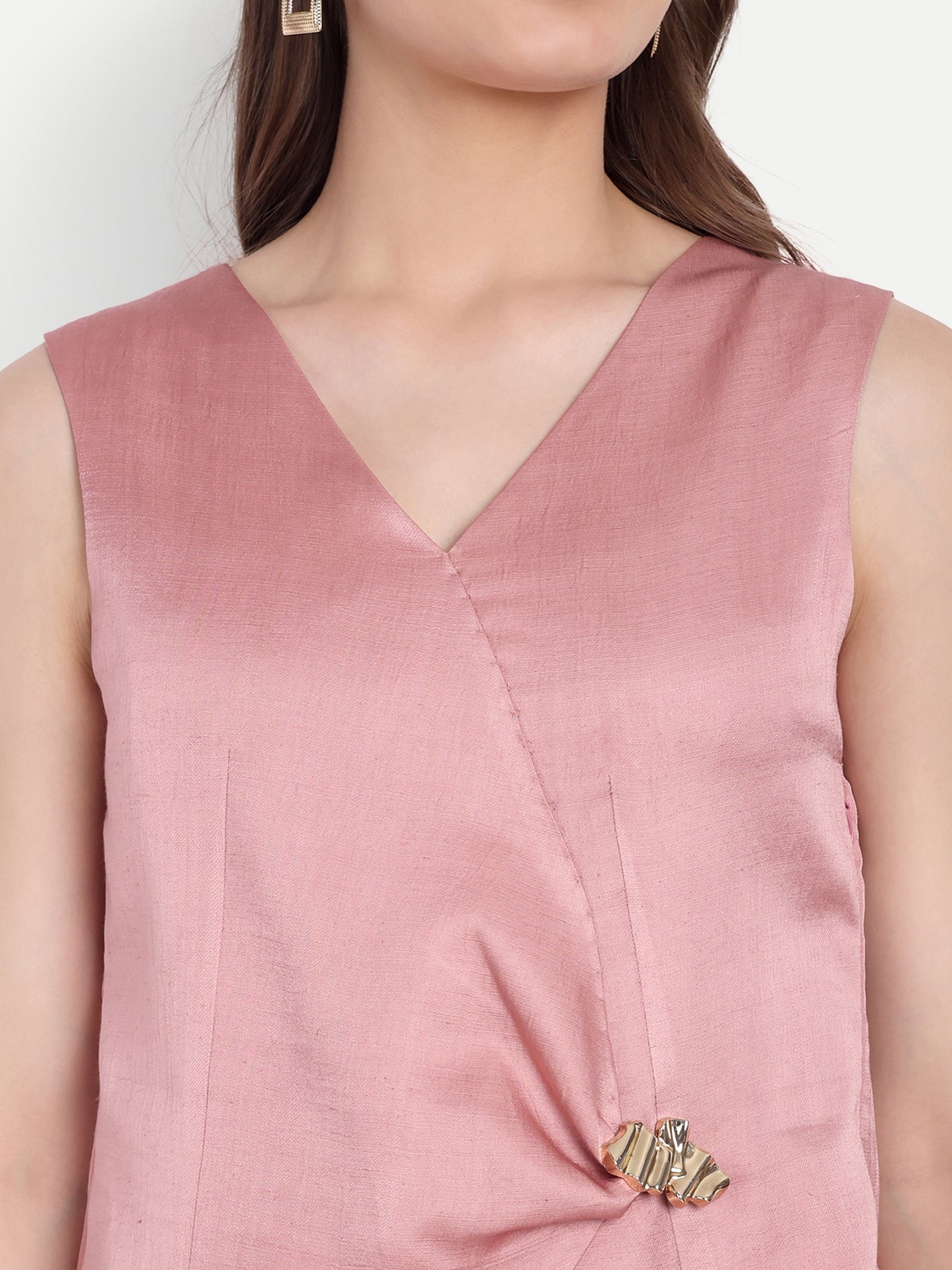 Peach linen waistcoat with gold applique EWTP0068-PEAGA