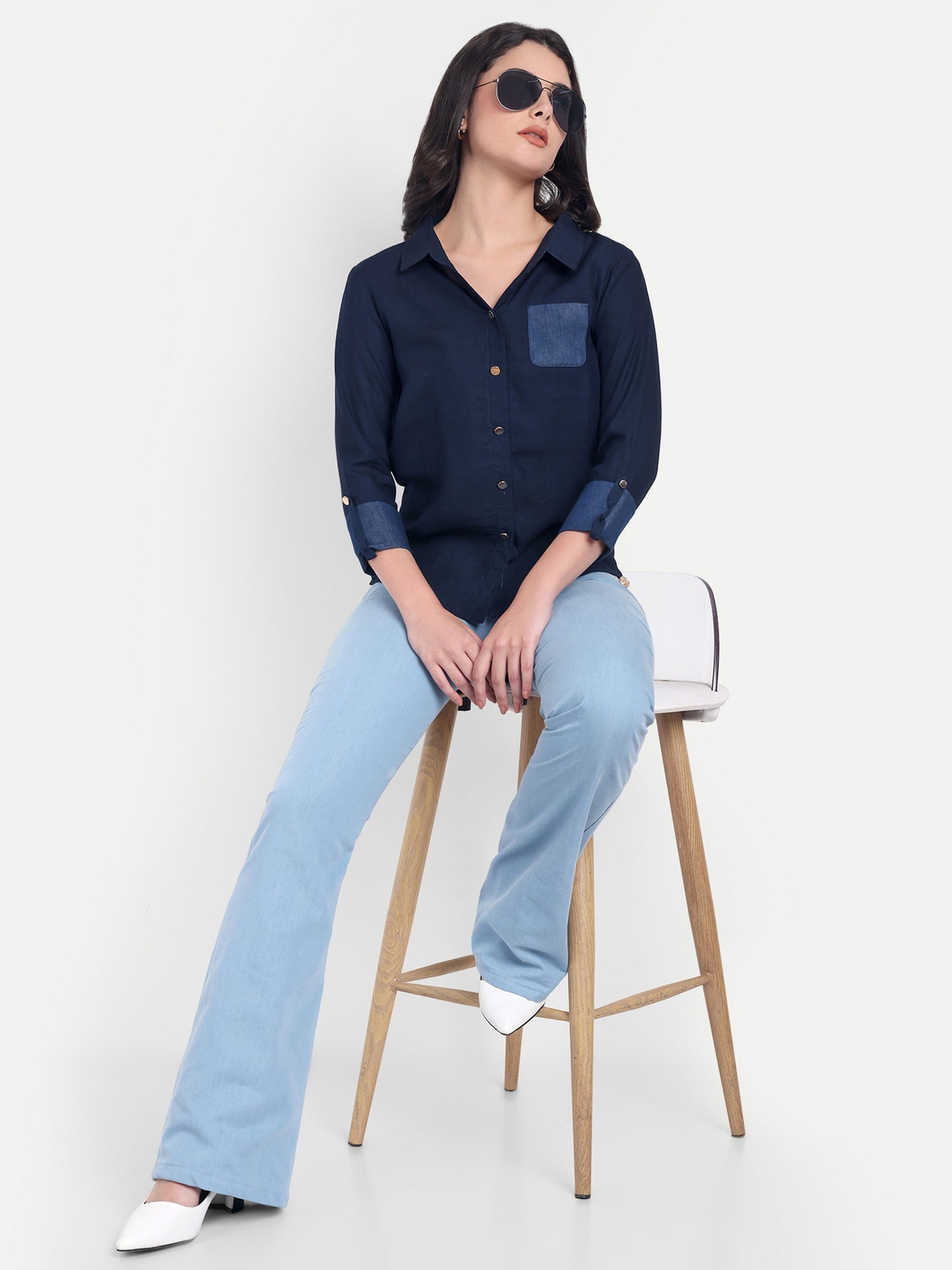 Dark blue denim shirt ESWSH0009-BLUDN