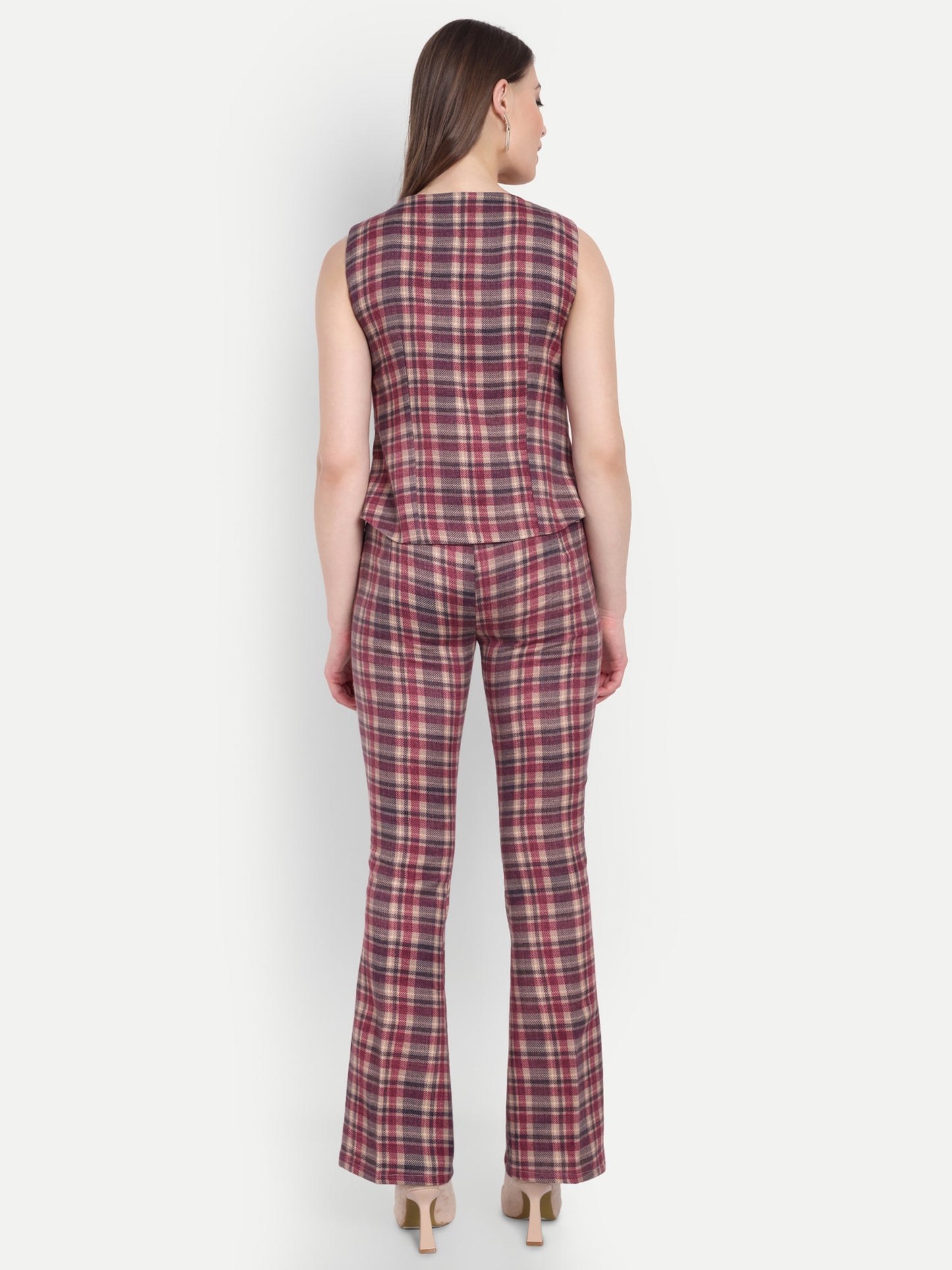 Maroon cream check pants ESWPA0008-MRNGB
