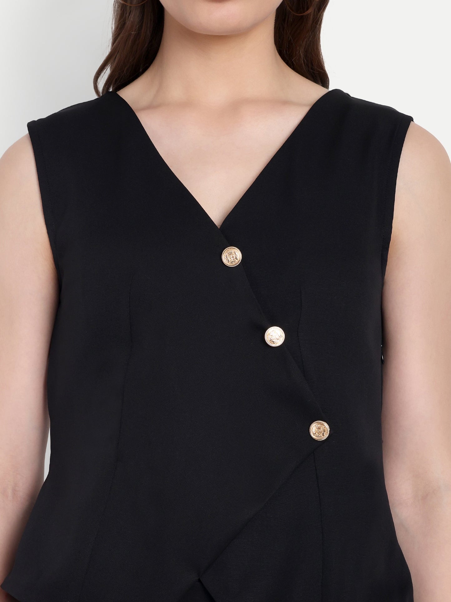 Black Coord set with gold buttons-Esseneur