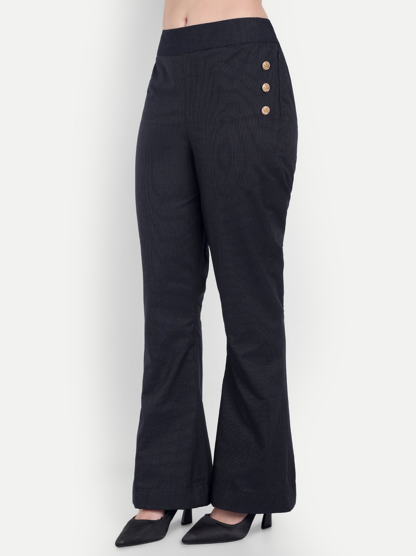 Black stripe co ord set with gold buckle - esseneur.