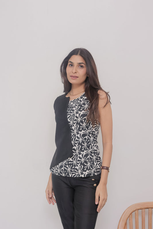 Black and printed black flap top EWTP0007-BLKGA