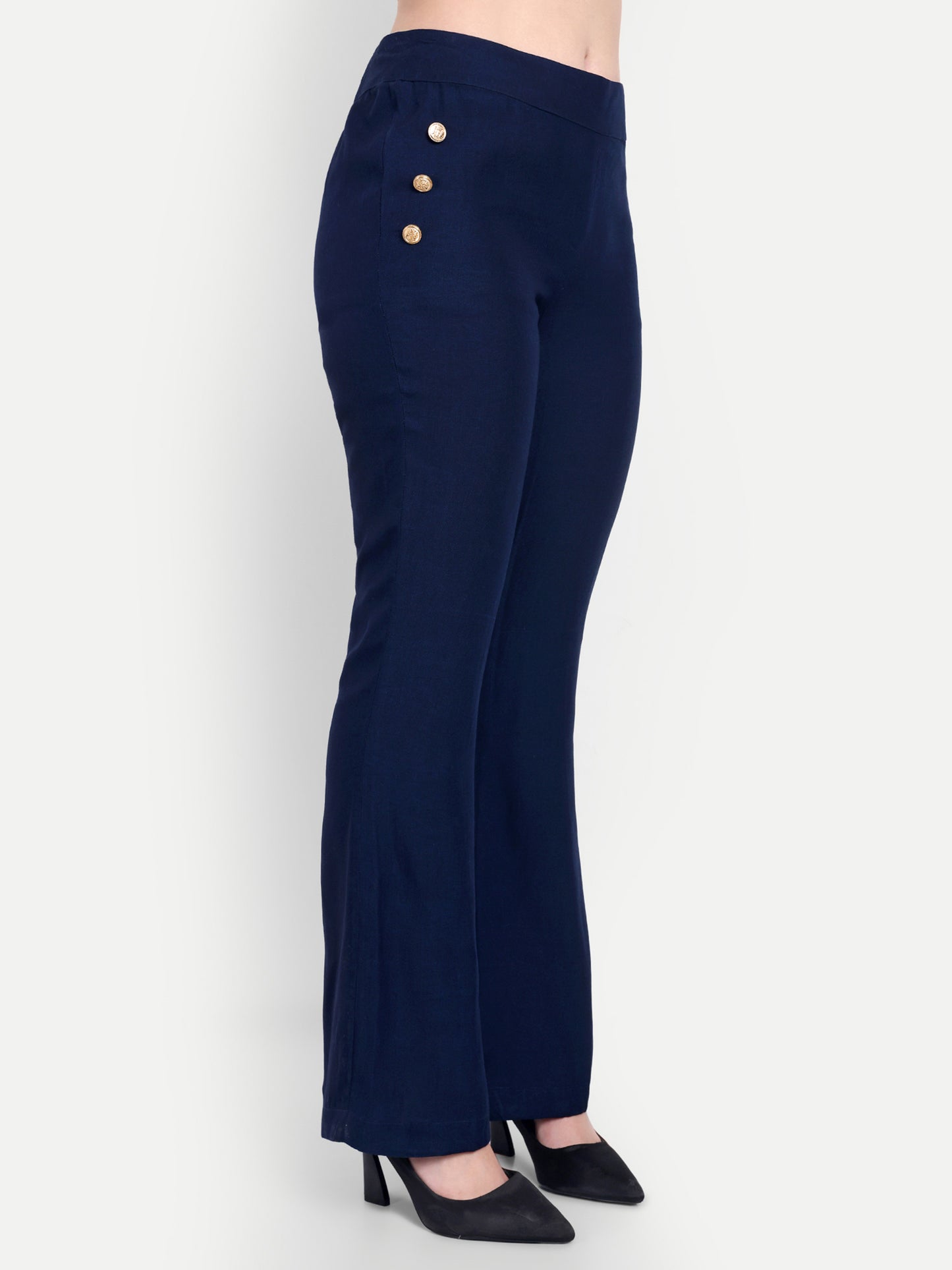 Navy co ord set with gold buttons-esseneur