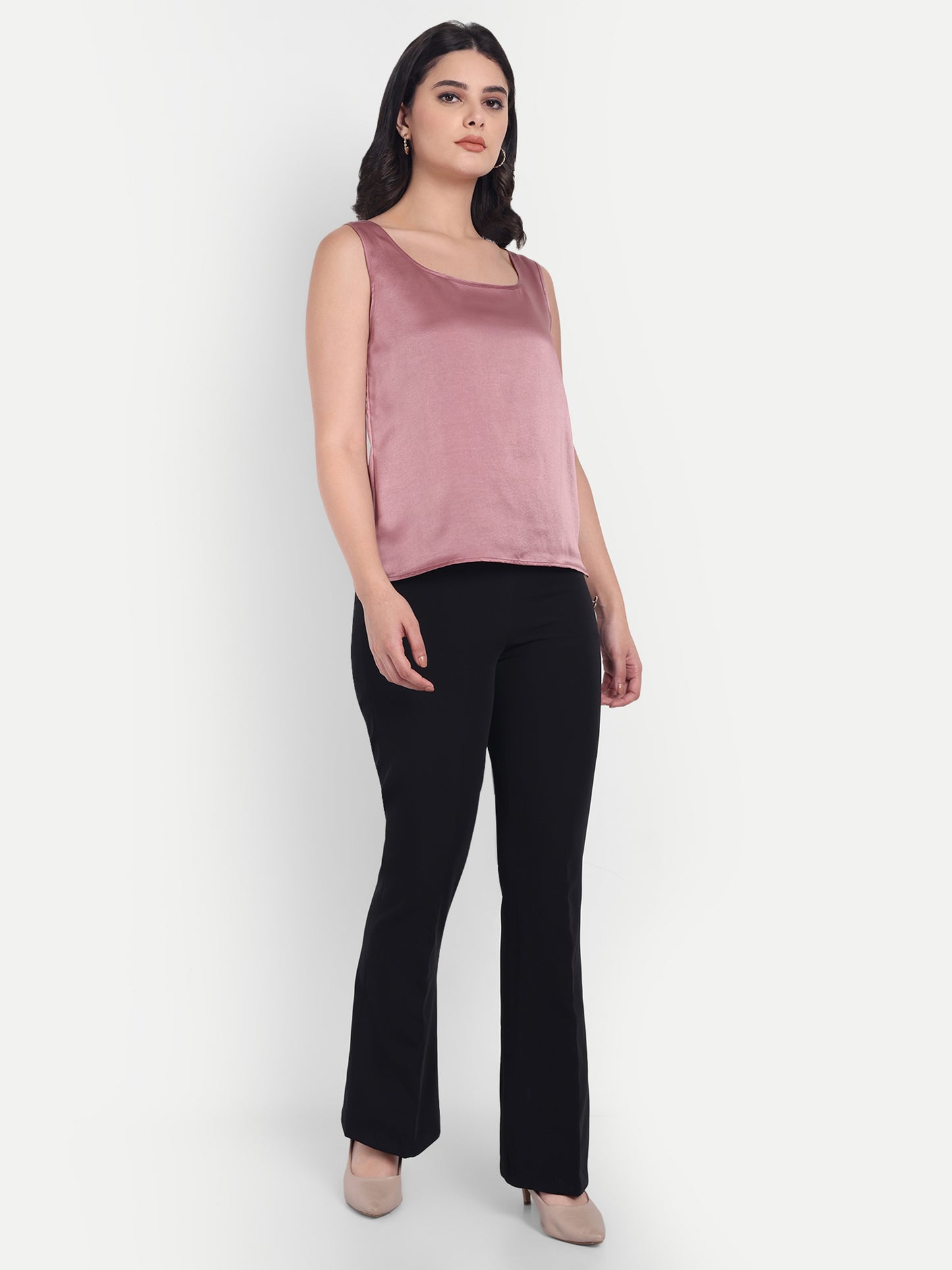 Peach satin inner with circle neck EWTP0036-PEACR