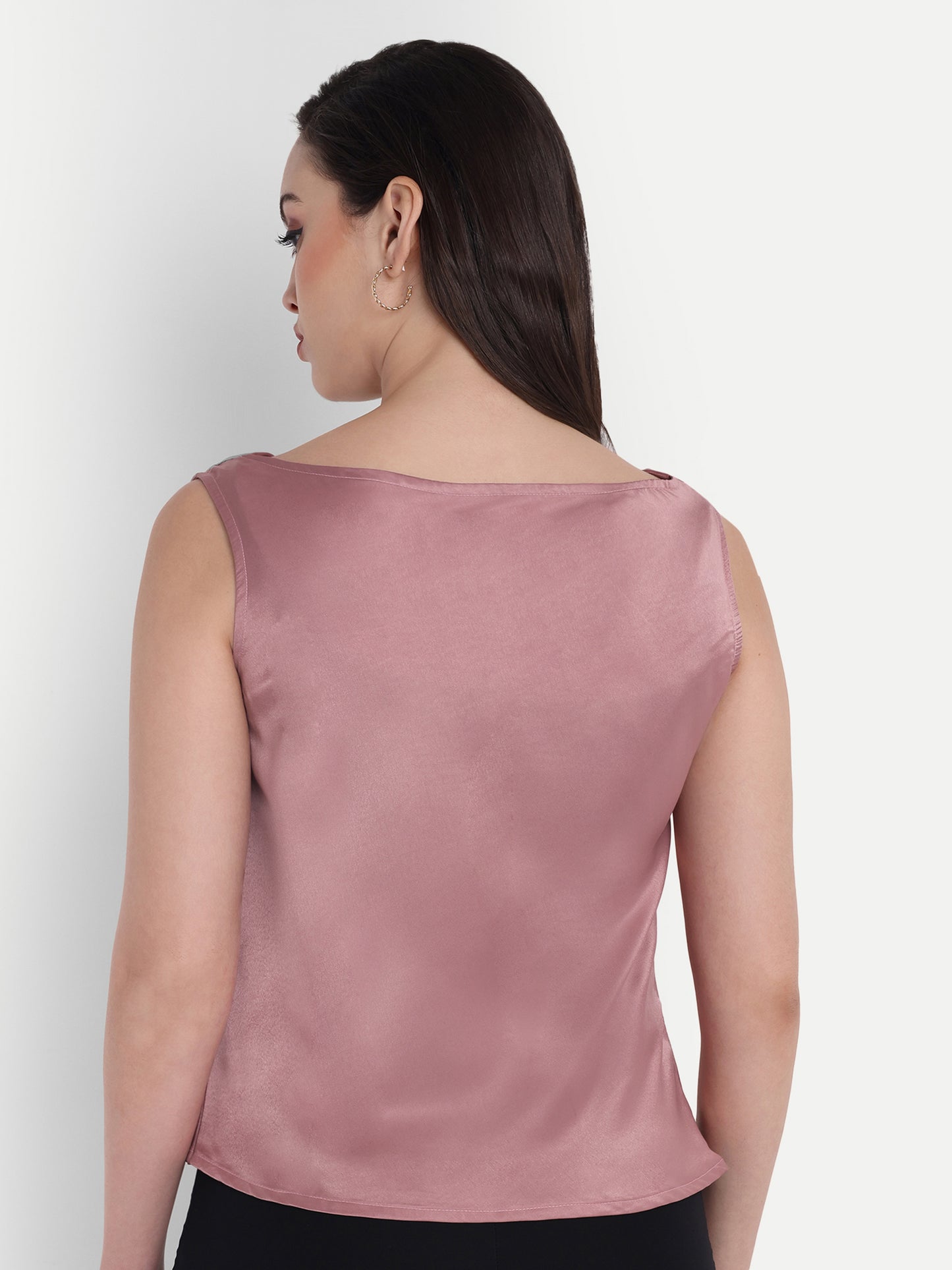 Peach cowl neck sleeveless top EWTP0073-PEASL