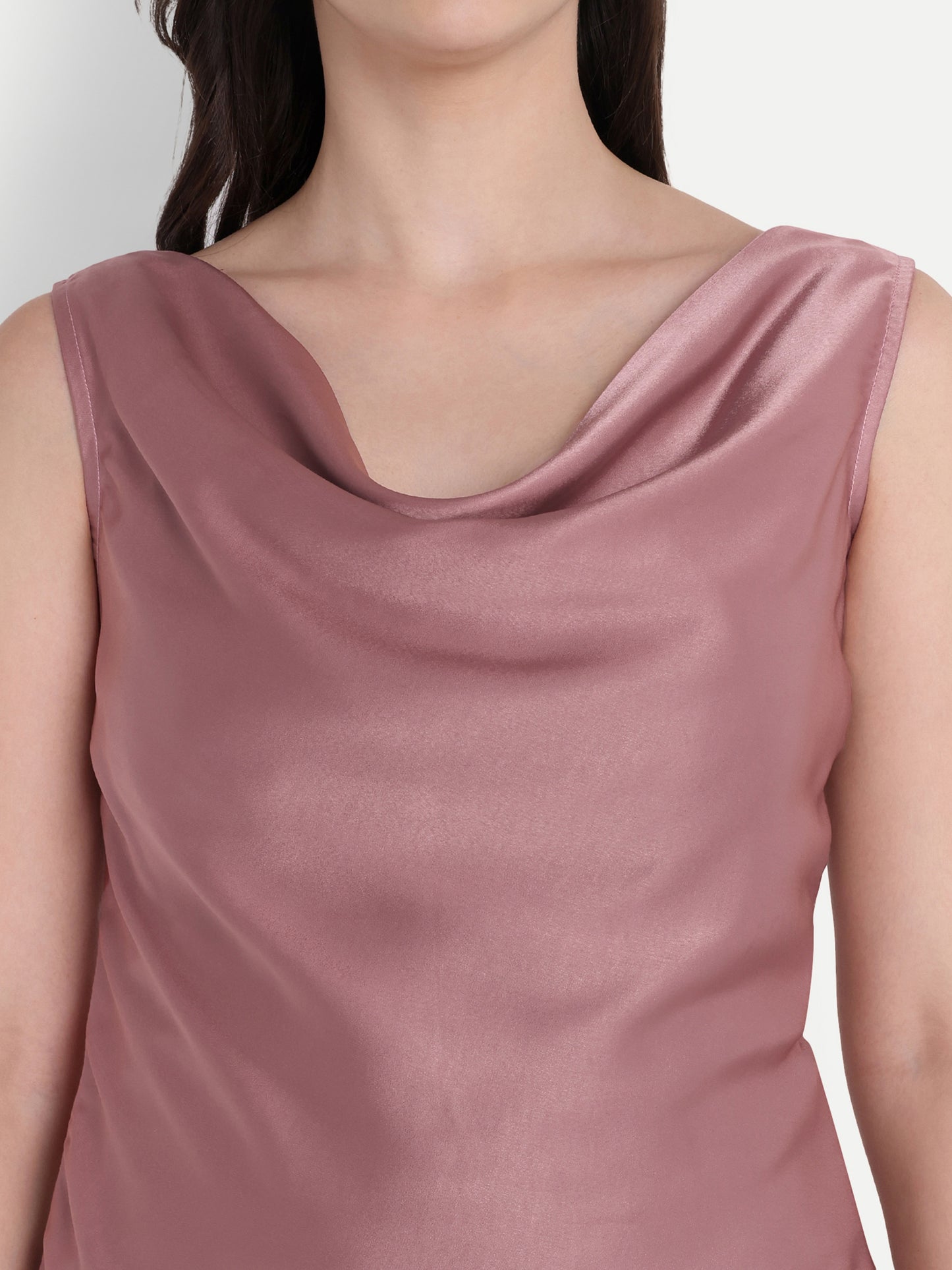 Peach cowl neck sleeveless top EWTP0073-PEASL