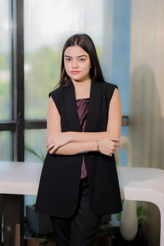 purple satin inner with circle neck top- esseneur.