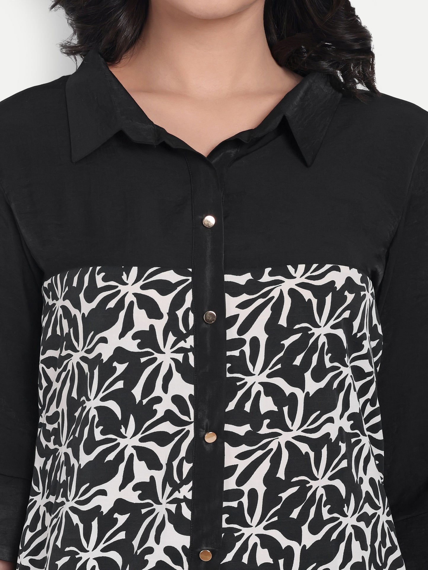 Black plain and black printed shirt ESWSH0004-BLKPR
