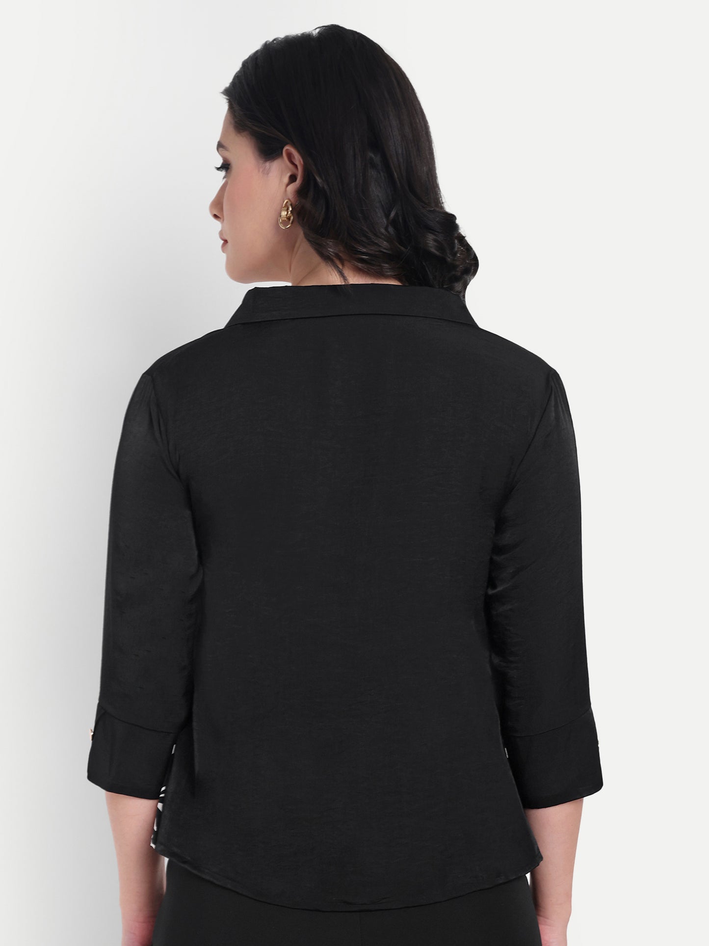 Black plain and black printed shirt ESWSH0004-BLKPR