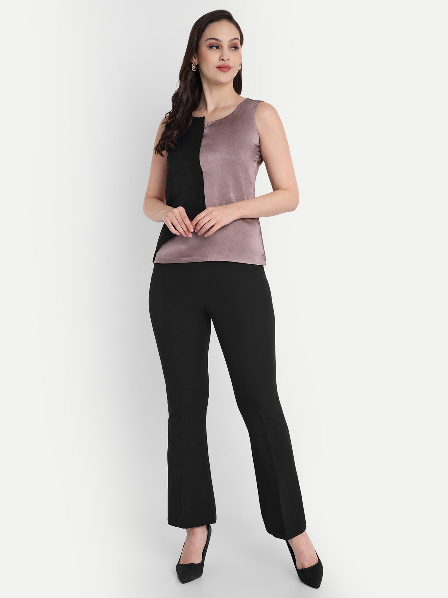 Black and satin grey flap top EWTP0014-BLKGR