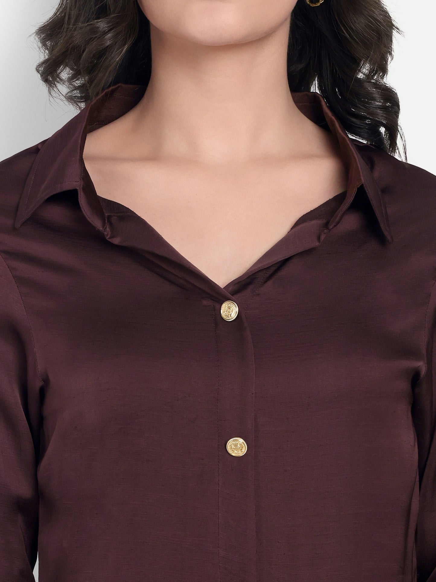 Brown shirt with gold buttons-esseneur
