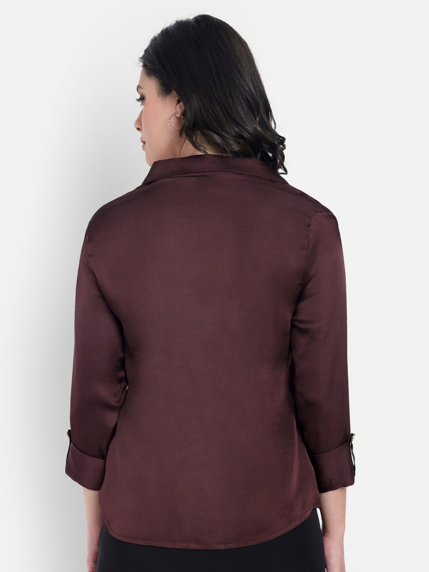 Brown shirt with gold buttons-esseneur