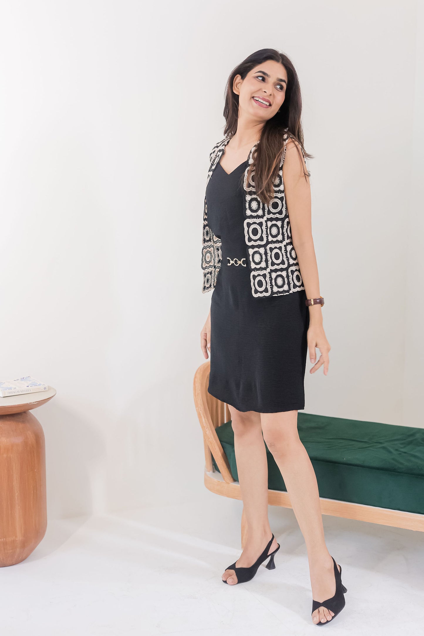 Black dress with crotia jacket-esseneur