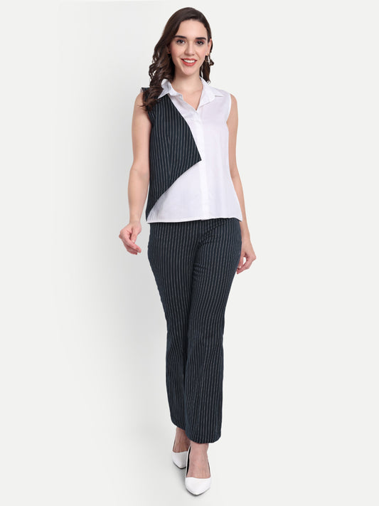 Blue stripe straight fit pants ESWPA0005-BLUNG