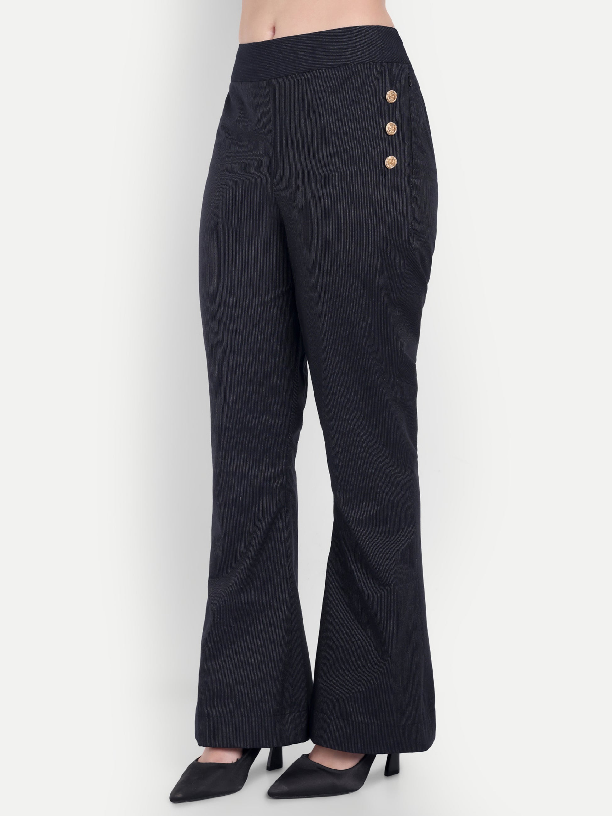 Black stripe co ord set with gold buckle - esseneur.
