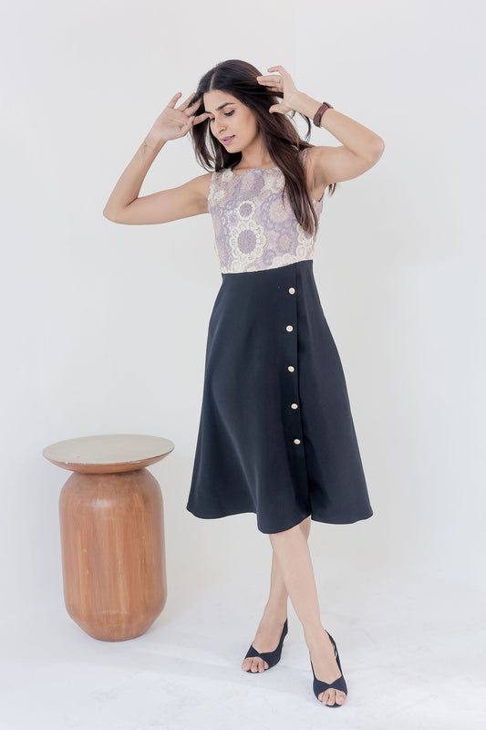 Black dress with crotia and gold buckle-esseneur