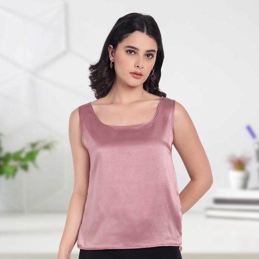 Peach satin inner with circle neck EWTP0036-PEACR