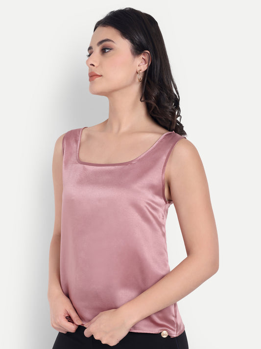 Peach satin inner with circle neck EWTP0036-PEACR
