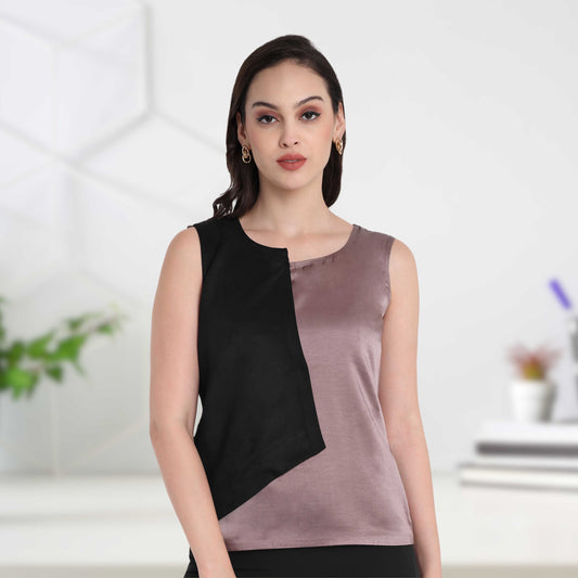 Black and satin grey flap top EWTP0014-BLKGR