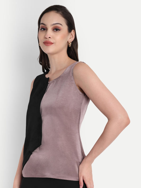 Black and satin grey flap top EWTP0014-BLKGR