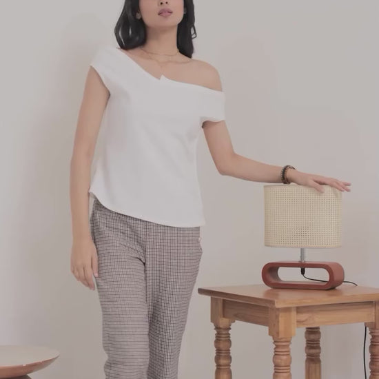 White off shoulder designer neck top - esseneur.