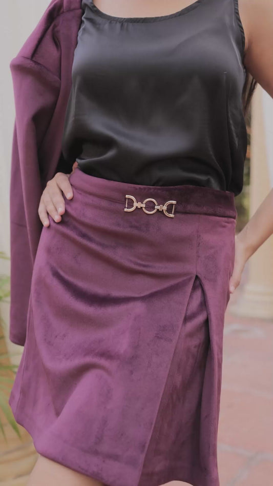 Purple velvet short skirt ESWSK0014-PURGB