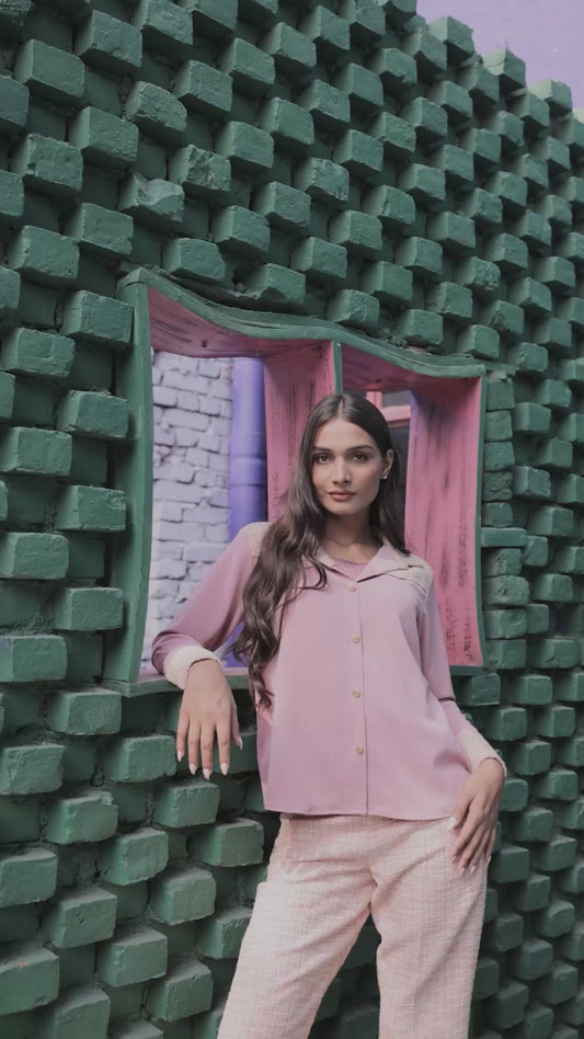 Peach tweed shirt with white or black fabric ESWSH0023-PEAGB